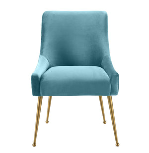 TOV Furniture Beatrix Velvet Side Chair - Chic Comfort with Gold Accents for Dining Rooms, Living Spaces & More Sea Blue TOV-D6168