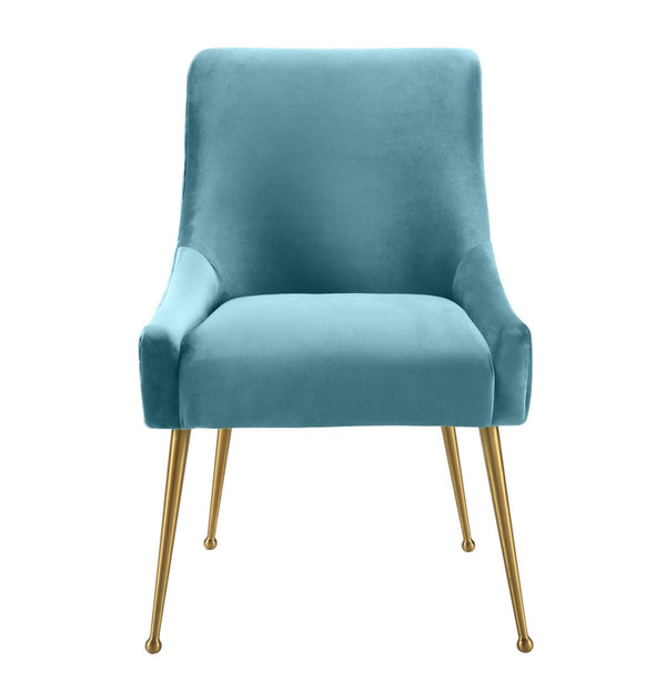 TOV Furniture Beatrix Velvet Side Chair - Chic Comfort with Gold Accents for Dining Rooms, Living Spaces & More Sea Blue TOV-D6168