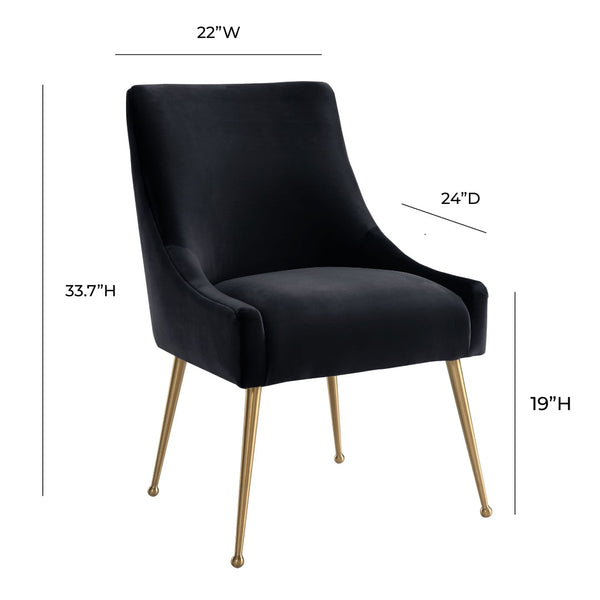 TOV Furniture Beatrix Velvet Side Chair - Chic Comfort with Gold Accents for Dining Rooms, Living Spaces & More Black TOV-D6179