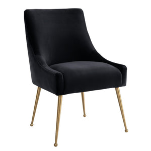 TOV Furniture Beatrix Velvet Side Chair - Chic Comfort with Gold Accents for Dining Rooms, Living Spaces & More Black TOV-D6179