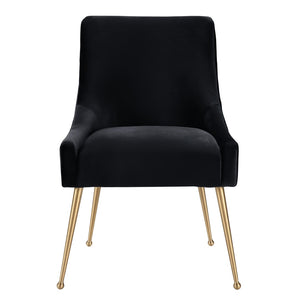 TOV Furniture Beatrix Velvet Side Chair - Chic Comfort with Gold Accents for Dining Rooms, Living Spaces & More Black TOV-D6179
