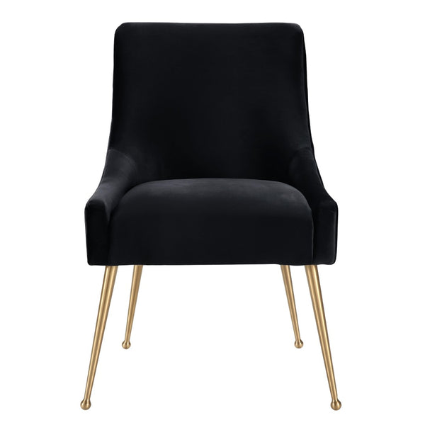 TOV Furniture Beatrix Velvet Side Chair - Chic Comfort with Gold Accents for Dining Rooms, Living Spaces & More Black TOV-D6179