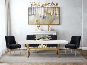 TOV Furniture Beatrix Velvet Side Chair - Chic Comfort with Gold Accents for Dining Rooms, Living Spaces & More Black TOV-D6179