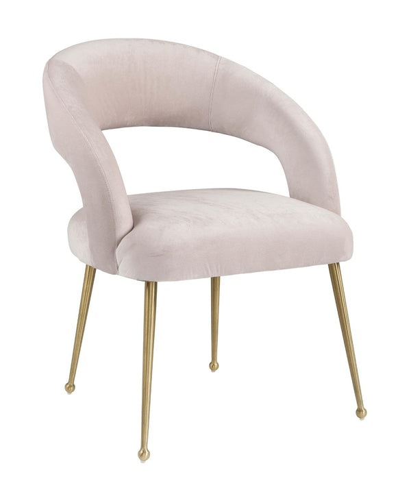 TOV Furniture Rocco Velvet Dining Chair - Luxurious Mid-Century Modern Style with Glam Metal Legs for Dining Spaces Blush TOV-D6187