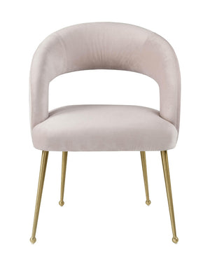 TOV Furniture Rocco Velvet Dining Chair - Luxurious Mid-Century Modern Style with Glam Metal Legs for Dining Spaces Blush TOV-D6187