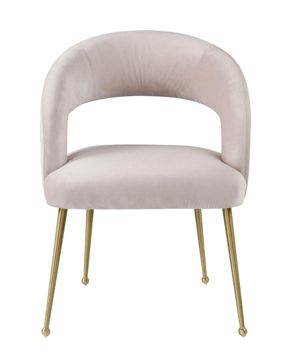 TOV Furniture Rocco Velvet Dining Chair - Luxurious Mid-Century Modern Style with Glam Metal Legs for Dining Spaces Blush TOV-D6187