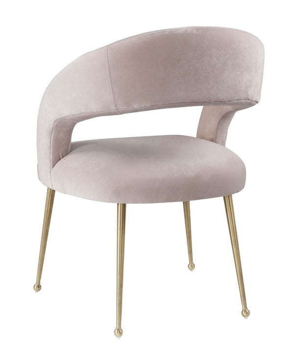 TOV Furniture Rocco Velvet Dining Chair - Luxurious Mid-Century Modern Style with Glam Metal Legs for Dining Spaces Blush TOV-D6187