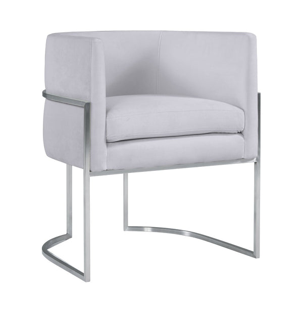 TOV Furniture Giselle Velvet Dining Chair - Luxurious Comfort with Sleek Stainless Steel Base for Elegant Dining Spaces Grey TOV-D6300