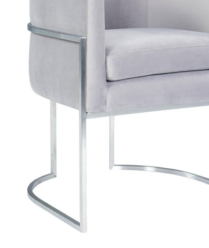 TOV Furniture Giselle Velvet Dining Chair - Luxurious Comfort with Sleek Stainless Steel Base for Elegant Dining Spaces Grey TOV-D6300