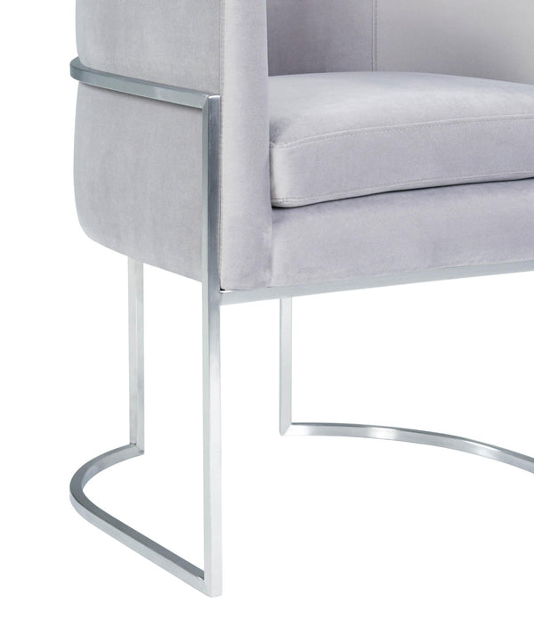 TOV Furniture Giselle Velvet Dining Chair - Luxurious Comfort with Sleek Stainless Steel Base for Elegant Dining Spaces Grey TOV-D6300