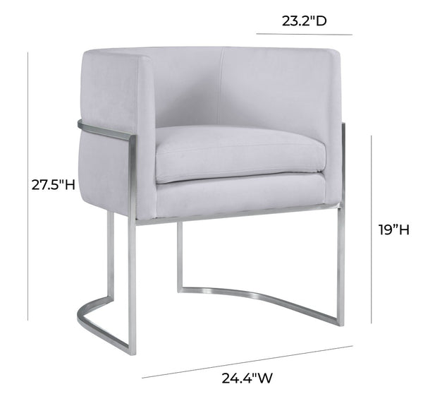 TOV Furniture Giselle Velvet Dining Chair - Luxurious Comfort with Sleek Stainless Steel Base for Elegant Dining Spaces Grey TOV-D6300
