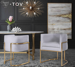 TOV Furniture Giselle Velvet Dining Chair - Luxe Comfort with Gold Base for Modern Elegance in Your Home Dining Space Grey TOV-D6301