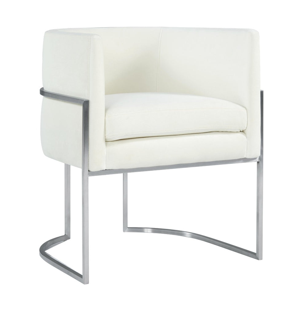 TOV Furniture Giselle Velvet Dining Chair - Luxurious Comfort with Sleek Stainless Steel Base for Elegant Dining Spaces Cream TOV-D6302