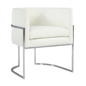 TOV Furniture Giselle Velvet Dining Chair - Luxurious Comfort with Sleek Stainless Steel Base for Elegant Dining Spaces Cream TOV-D6302