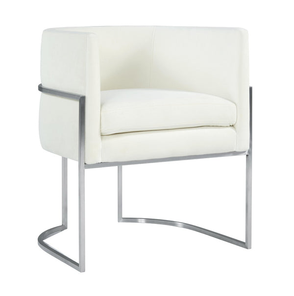 TOV Furniture Giselle Velvet Dining Chair - Luxurious Comfort with Sleek Stainless Steel Base for Elegant Dining Spaces Cream TOV-D6302
