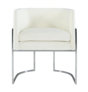 TOV Furniture Giselle Velvet Dining Chair - Luxurious Comfort with Sleek Stainless Steel Base for Elegant Dining Spaces Cream TOV-D6302
