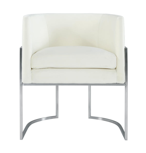 TOV Furniture Giselle Velvet Dining Chair - Luxurious Comfort with Sleek Stainless Steel Base for Elegant Dining Spaces Cream TOV-D6302