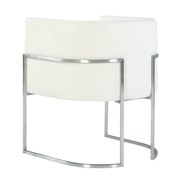 TOV Furniture Giselle Velvet Dining Chair - Luxurious Comfort with Sleek Stainless Steel Base for Elegant Dining Spaces Cream TOV-D6302