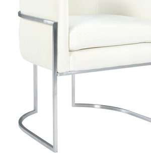 TOV Furniture Giselle Velvet Dining Chair - Luxurious Comfort with Sleek Stainless Steel Base for Elegant Dining Spaces Cream TOV-D6302