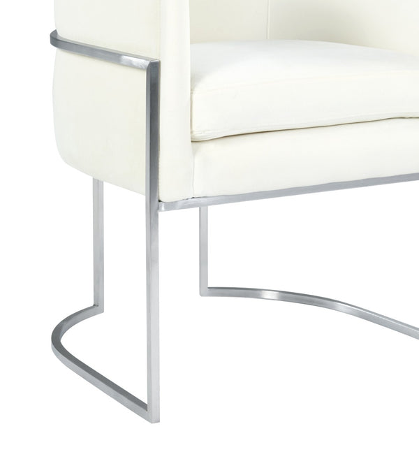 TOV Furniture Giselle Velvet Dining Chair - Luxurious Comfort with Sleek Stainless Steel Base for Elegant Dining Spaces Cream TOV-D6302