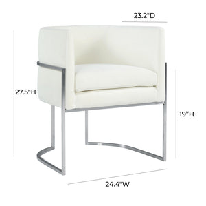 TOV Furniture Giselle Velvet Dining Chair - Luxurious Comfort with Sleek Stainless Steel Base for Elegant Dining Spaces Cream TOV-D6302