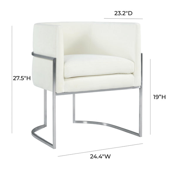 TOV Furniture Giselle Velvet Dining Chair - Luxurious Comfort with Sleek Stainless Steel Base for Elegant Dining Spaces Cream TOV-D6302