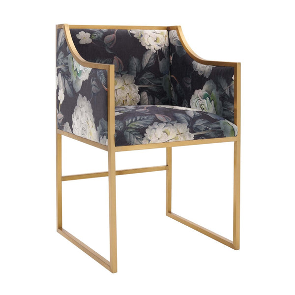 TOV Furniture Atara Velvet Chair - Sculptural Elegance with Plush Comfort and Gold Stainless Steel Base for Style Floral TOV-D6349