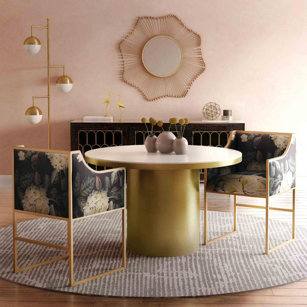 TOV Furniture Atara Velvet Chair - Sculptural Elegance with Plush Comfort and Gold Stainless Steel Base for Style Floral TOV-D6349