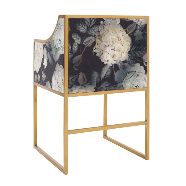 TOV Furniture Atara Velvet Chair - Sculptural Elegance with Plush Comfort and Gold Stainless Steel Base for Style Floral TOV-D6349