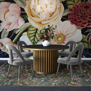 TOV Furniture Petra Velvet Side Chair - Elegant Dining Seat with Nailhead Trim, Plush Comfort & Gold-Tipped Legs Grey TOV-D6363