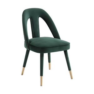 TOV Furniture Petra Velvet Side Chair - Elegant Dining Seat with Nailhead Trim, Plush Comfort & Gold-Tipped Legs Forest Green TOV-D6364