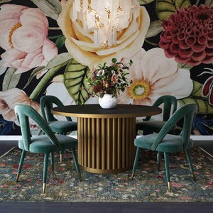 TOV Furniture Petra Velvet Side Chair - Elegant Dining Seat with Nailhead Trim, Plush Comfort & Gold-Tipped Legs Forest Green TOV-D6364