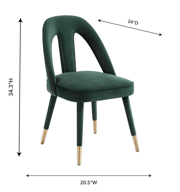 TOV Furniture Petra Velvet Side Chair - Elegant Dining Seat with Nailhead Trim, Plush Comfort & Gold-Tipped Legs Forest Green TOV-D6364