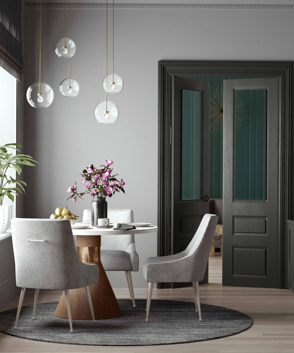 TOV Furniture Beatrix Pleated Light Grey Velvet Accent Chair with Silver Legs - Luxurious Style & Comfort! TOV-D6398