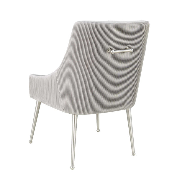 TOV Furniture Beatrix Pleated Light Grey Velvet Accent Chair with Silver Legs - Luxurious Style & Comfort! TOV-D6398