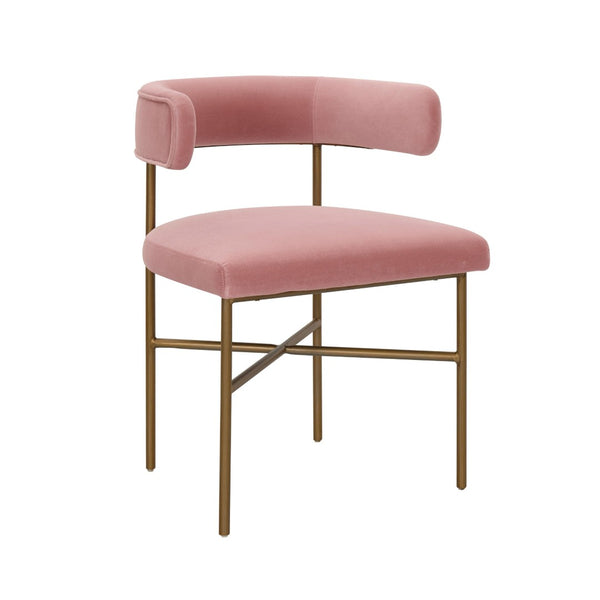 TOV Furniture Kim Velvet Dining Chair - Elegant, Stain-Resistant Design for Modern Dining Spaces and Gatherings Blush TOV-D6432