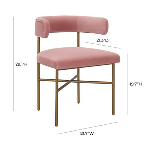 TOV Furniture Kim Velvet Dining Chair - Elegant, Stain-Resistant Design for Modern Dining Spaces and Gatherings Blush TOV-D6432