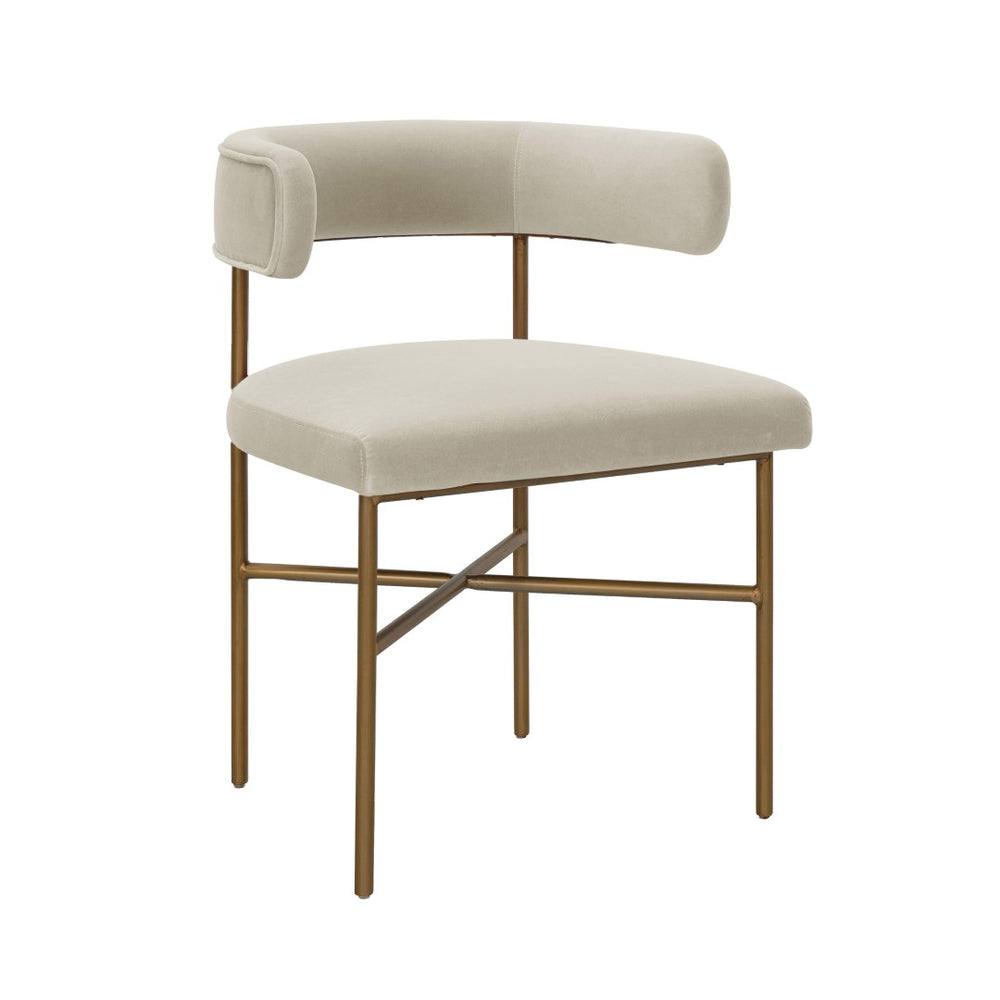 TOV Furniture Kim Velvet Dining Chair - Elegant, Stain-Resistant Design for Modern Dining Spaces and Gatherings Cream TOV-D6433