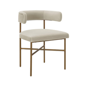 TOV Furniture Kim Velvet Dining Chair - Elegant, Stain-Resistant Design for Modern Dining Spaces and Gatherings Cream TOV-D6433