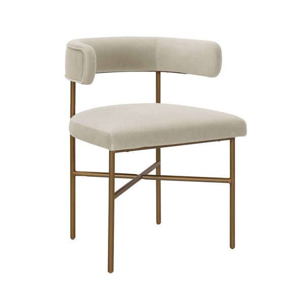 TOV Furniture Kim Velvet Dining Chair - Elegant, Stain-Resistant Design for Modern Dining Spaces and Gatherings Cream TOV-D6433