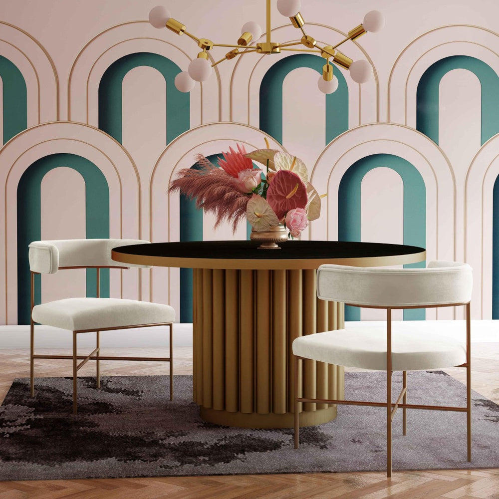 TOV Furniture Kim Velvet Dining Chair - Elegant, Stain-Resistant Design for Modern Dining Spaces and Gatherings Cream TOV-D6433