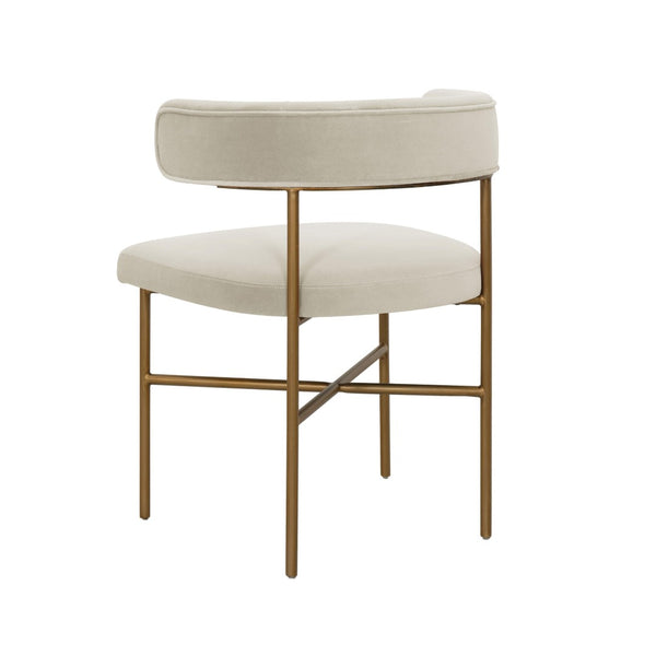 TOV Furniture Kim Velvet Dining Chair - Elegant, Stain-Resistant Design for Modern Dining Spaces and Gatherings Cream TOV-D6433