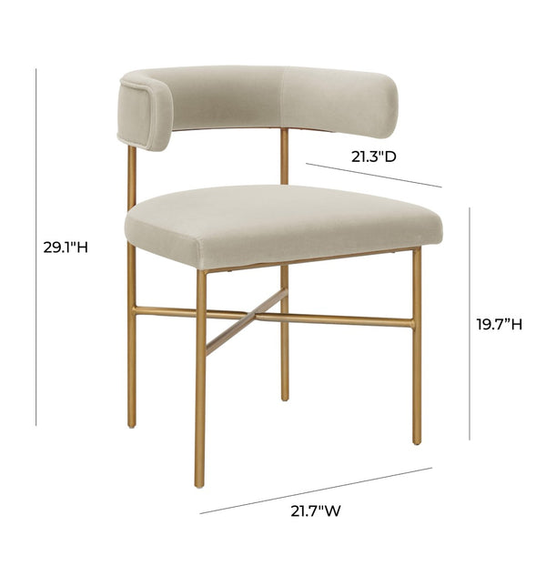 TOV Furniture Kim Velvet Dining Chair - Elegant, Stain-Resistant Design for Modern Dining Spaces and Gatherings Cream TOV-D6433
