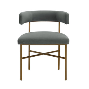 TOV Furniture Kim Velvet Dining Chair - Elegant, Stain-Resistant Design for Modern Dining Spaces and Gatherings Grey TOV-D6434