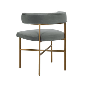 TOV Furniture Kim Velvet Dining Chair - Elegant, Stain-Resistant Design for Modern Dining Spaces and Gatherings Grey TOV-D6434