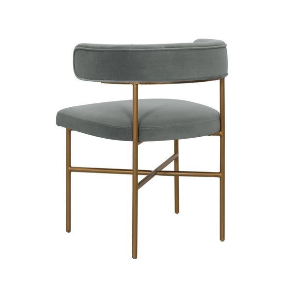 TOV Furniture Kim Velvet Dining Chair - Elegant, Stain-Resistant Design for Modern Dining Spaces and Gatherings Grey TOV-D6434