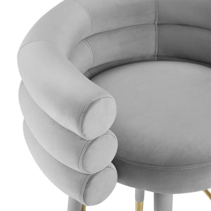 TOV Furniture Betty Velvet Stool - Chic Upholstered Seating with Gold Accents for Modern Kitchens and Bars Grey / Bar Height TOV-D6452