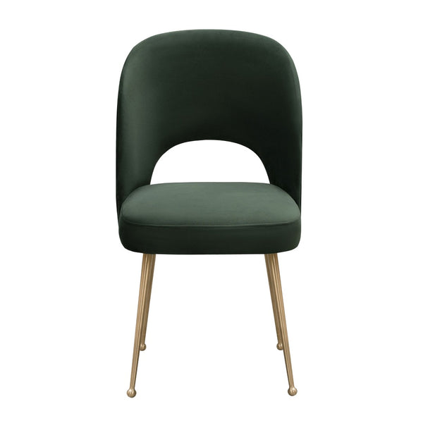 TOV Furniture Swell Velvet Dining Chair - Mid-Century Modern Glam with Plush Comfort & Gold Accents for Stylish Spaces Forest Green TOV-D6486