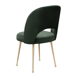 TOV Furniture Swell Velvet Dining Chair - Mid-Century Modern Glam with Plush Comfort & Gold Accents for Stylish Spaces Forest Green TOV-D6486