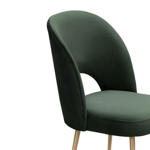 TOV Furniture Swell Velvet Dining Chair - Mid-Century Modern Glam with Plush Comfort & Gold Accents for Stylish Spaces Forest Green TOV-D6486